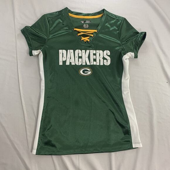 Green Bay Packers Womens Jersey Small NFL Team Apparel 1st & Fashion Rhinestone - Picture 1 of 8